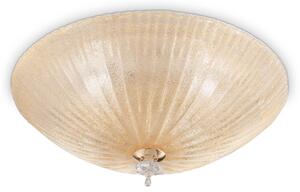 Włoski plafon lampa sufitowa szklany bursztynowy klosz z grysem i mosiądzem Ideal Lux 140179 Shell 3xE27 40cm x 12cm