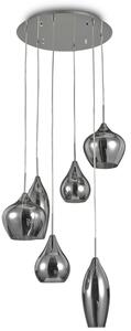 Lampa wisząca z szklanymi kloszami nad stół Ideal Lux 111841 Soft 6xE14 60cm x 135cm chrom