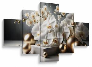 Obraz - Orchidea i złote kule (125x70 cm)