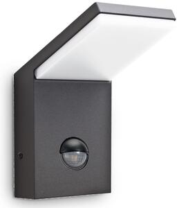 Antracytowa zewnętrzna lampa ścienna kinkiet na elewację Ideal Lux 246864 Style 9,5W 1050LM 3000K IP54 czujnik ruchu zmierzchu