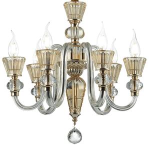 Złoty szklany włoski żyrandol lampa wisząca Ideal Lux 140605 Strauss 6xE14 50cm x 190cm
