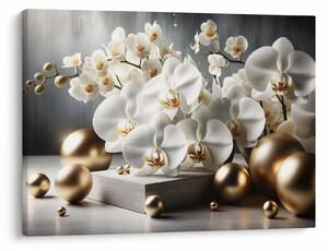 Obraz - Orchidea i złote kule (70x50 cm)