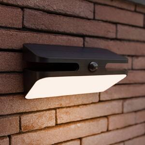 LUTEC Kinkiet zewnętrzny LED z panelem słonecznym AERO, czarna, 21 cm, czujnik ruchu, AERO, czarny, aluminium, nowoczesny