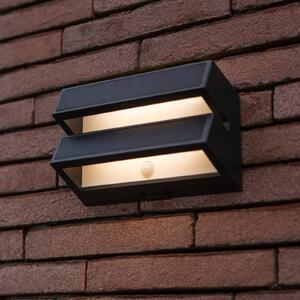 LUTEC Kinkiet zewnętrzny LED z panelem słonecznym BARLO, ciemnoszara, 21 cm, czujnik BARLO, aluminiowy / szary / cynkowy, tworzywo sztuczne, nowoczesny