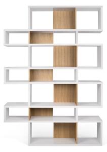 Biały regał z jasnobrązowymi detalami TemaHome London, wys. 220 cm