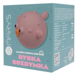 Lampka nocna dla dzieci bezprzewodowa RGBW różowa rybka rozdymka LED 1.36W Mary's