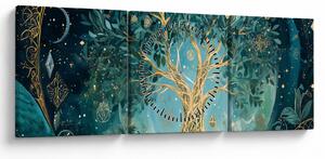 Obraz – Drzewo życia we wszechświecie (z zegarem) (90x30 cm)