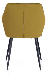 Musztardowe aksamitne krzesło do jadalni VIALLI
