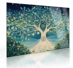 Obraz na szkle – Magiczne drzewo ze spiralami (70x50 cm)