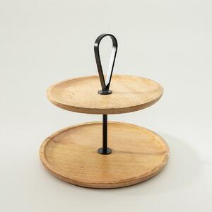Patera drewniana dwupoziomowa Kabir 34x35 cm