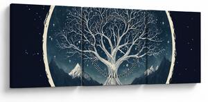 Obraz – Magiczne drzewo z jeleniem II. (z zegarem) (90x30 cm)