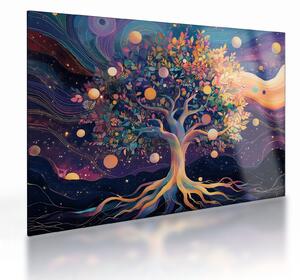 Obraz na szkle – Fioletowe drzewo pełne energii (70x50 cm)