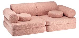 Różowa sofa dla dzieci z materiału bouclé 132 cm Settee – Wigiwama