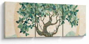 Obraz – Elegancka mozaika z drzewem (z zegarem) (90x30 cm)