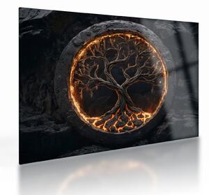 Obraz na szkle – Drzewo życia w lawie I. (70x50 cm)
