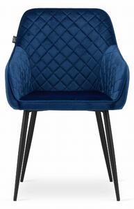 Krzesło do jadalni welurowe NUGAT ciemnoniebieskie