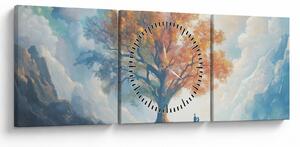 Obraz – Drzewo życia i miłości (z zegarem) (90x30 cm)