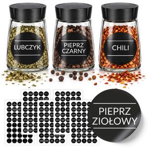 Etykiety na przyprawy Malard 30 mm okrągłe czarne 200 szt