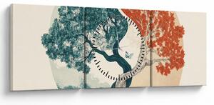 Obraz – Drzewo pełne energii (z zegarem) (90x30 cm)