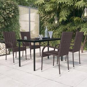 Zestaw Mebli Ogrodowych Komplet Jadalniany Z Poduszkami 5-Częściowy Rattan Na Taras Balkon Ogród