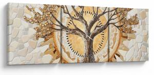 Obraz – Złote drzewo życia w mozaice (z zegarem) (90x30 cm)