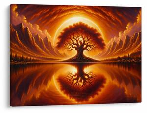 Obraz – Drzewo w krwawym słońcu (70x50 cm)