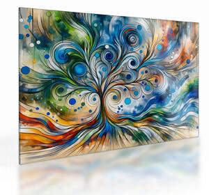 Obraz na szkle – Kolorowe energetyczne drzewo (70x50 cm)