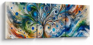 Obraz – Kolorowe energetyczne drzewo (z zegarem) (90x30 cm)