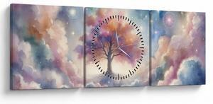 Obraz – Drzewo życia w chmurach (z zegarem) (90x30 cm)