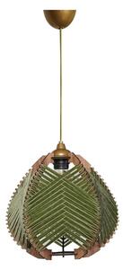 Ciemnozielono-naturalna lampa wisząca z tekstylnym kloszem ø 25 cm – Opviq lights