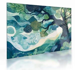 Obraz na szkle – Zielona korona drzewa życia (70x50 cm)