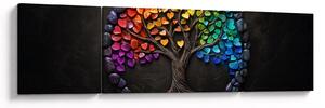 Obraz – Drzewo pełne kolorowych serc (170x50 cm)