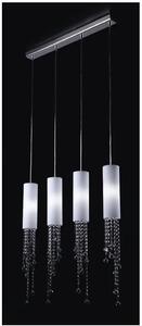 WATERFALL lampa wisząca szklana mleczne klosze i kryształki 4xG9 OUTLET