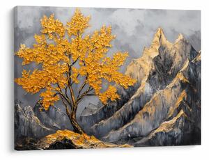 Obraz – Złote drzewo w górach (70x50 cm)