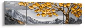 Obraz – Drzewo ze złotymi liśćmi (170x50 cm)