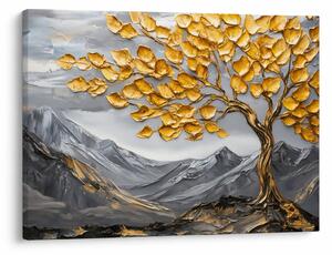 Obraz – Drzewo ze złotymi liśćmi (70x50 cm)