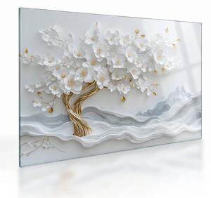 Obraz na szkle – Eleganckie drzewo życia 3D (70x50 cm)