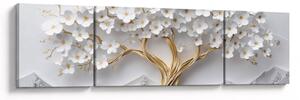 Obraz – Eleganckie drzewo życia 3D pełne kwiatów (170x50 cm)