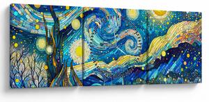 Obraz – Mozaika gwiaździstej nocy (z zegarem) (90x30 cm)