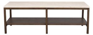 Brązowo-beżowy stolik z kamiennym blatem 140x60 cm Orwel – Rowico
