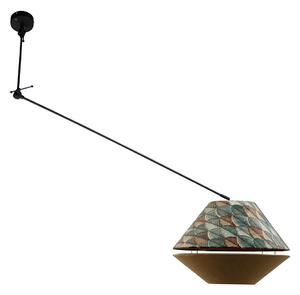 Lampa wisząca czarna z podwójnym aksamitnym abażurem w kształcie liści i beżowym - Blitz