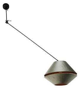 Lampa wisząca czarna z podwójnym aksamitnym abażurem zielonym ze złotym wnętrzem - Blitz