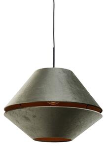 Lampa wisząca czarna z podwójnym aksamitnym abażurem zielonym ze złotym wnętrzem - Combi 1