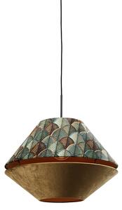 Lampa wisząca czarna z podwójnym aksamitnym abażurem w kształcie liścia i beżowym kolorem - Combi 1