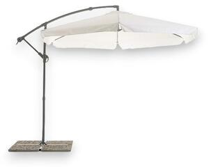 Okrgy parasol ogrodowy o rednicy 330 cm, w kolorze biaym, z bocznym supkiem i systemem otwierania za pomoc korby