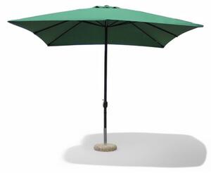 Zielony parasol ogrodowy o wymiarach 3 x 3 m z obrotowym metalowym supkiem i czasz z poliestru