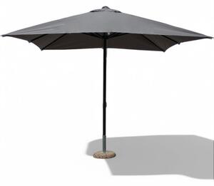 Parasol ogrodowy 3x3 m z czarnego aluminium z szarym parasolem i bloczkiem do uytku na zewntrz
