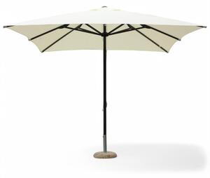 Parasol ogrodowy z kwadratowym supkiem centralnym, 3 x 3 m, w kolorze beowym, wykonany z poliestru, z czarnym supkiem aluminiowym