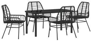 Zestaw Mebli Ogrodowych Komplet Jadalniany 5-Częściowy Czarny Rattan Do Restauracji