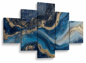 Obraz - Abstrakcyjny niebiesko-złoty marmur (125x70 cm)